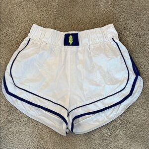 Free People Movement Varsity Blues White Shorts with Blue Accents